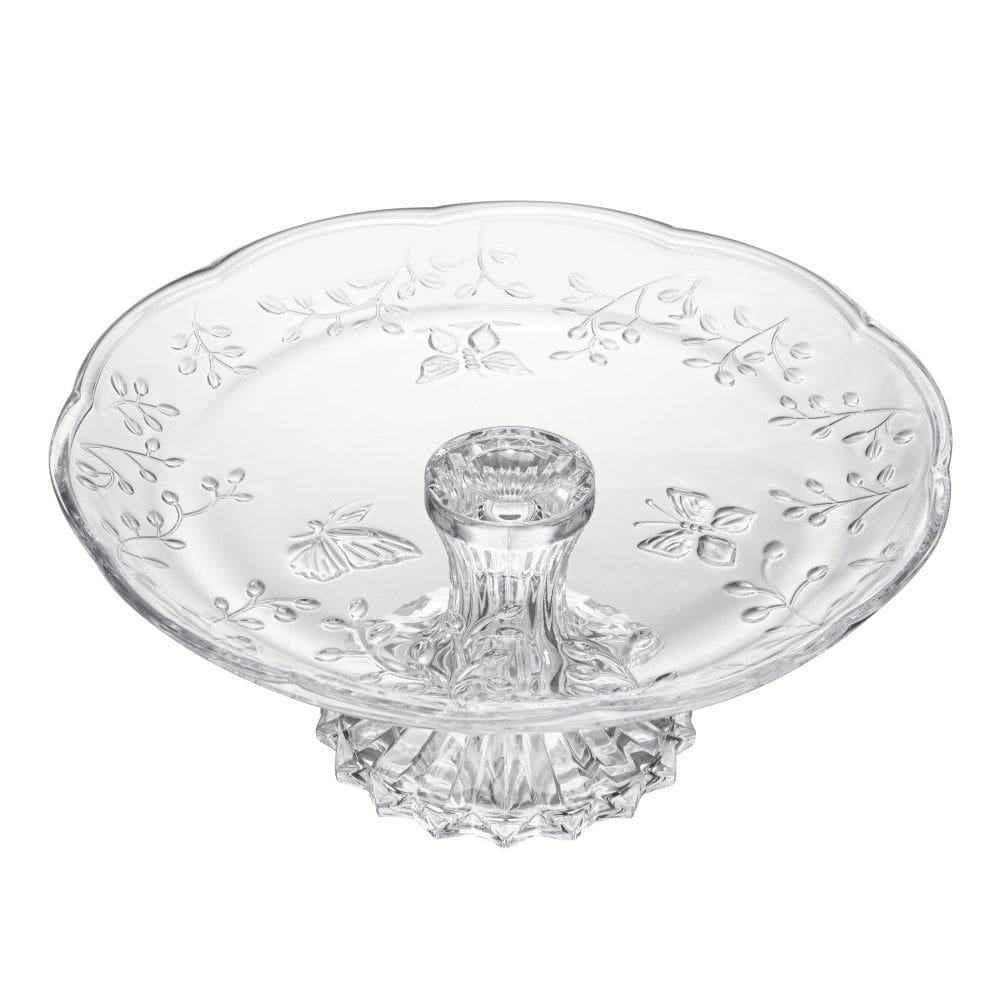 Prato para Bolo 27 cm de Cristal com Pé New Butterfly Lyor