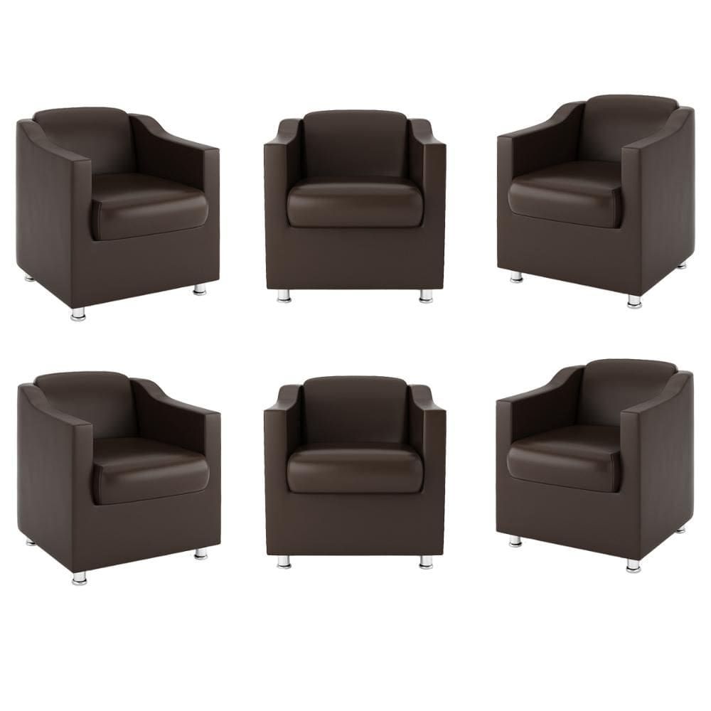 Kit 6 Poltronas Decorativas Tilla Tecido Sintético