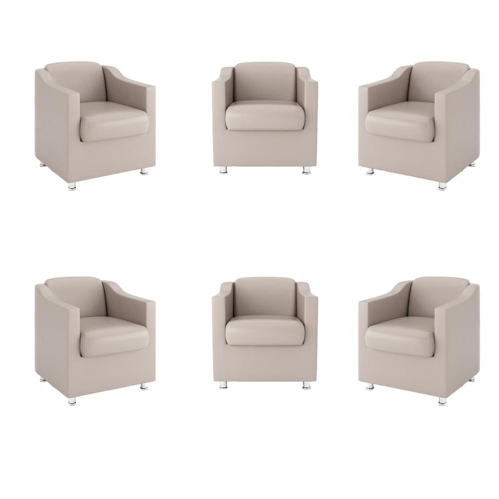 Kit 6 Poltronas Decorativas Tilla Tecido Sintético