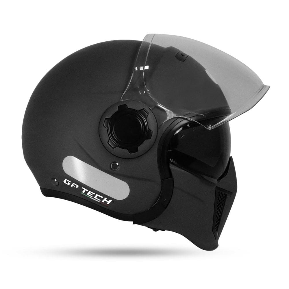 Capacete Gp Tech Zoom Preto Fosco Aberto/Fechado C/ Queixeira Removível