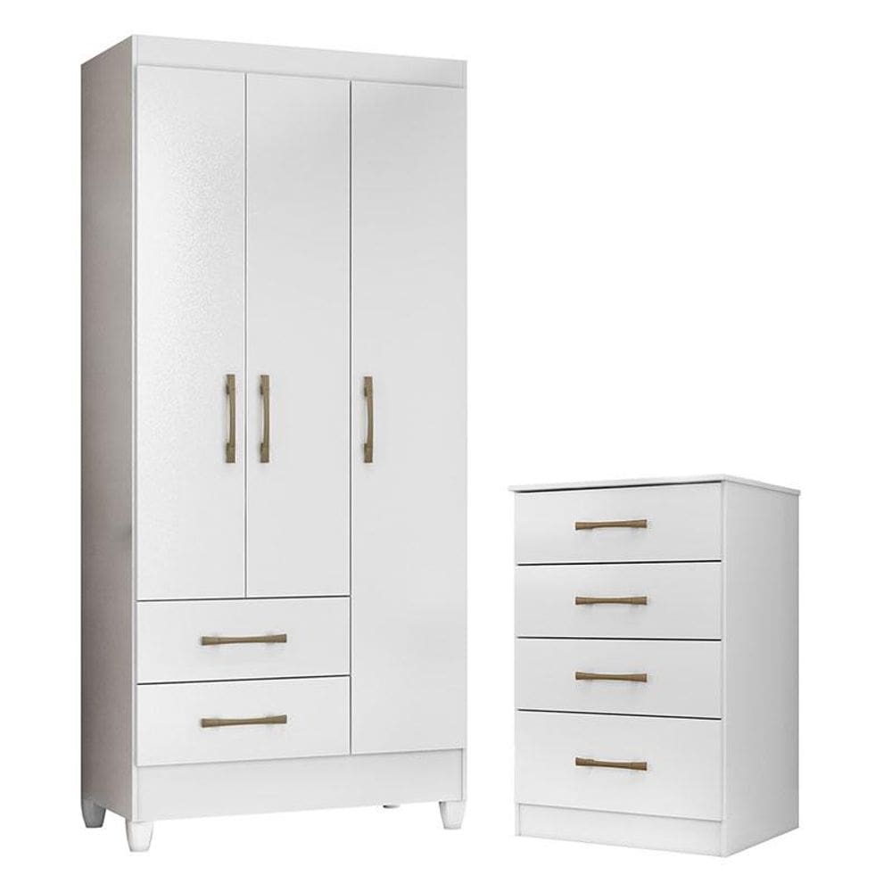 Guarda Roupa Infantil Lima e Cômoda MS913 Branco Flex - Moval