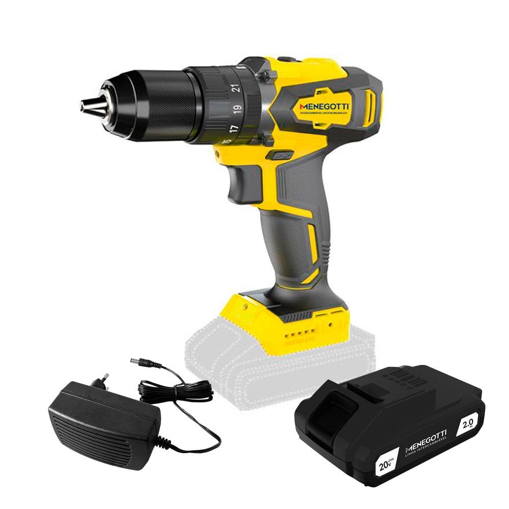 Parafusadeira Furadeira 1/2" 13mm 2Ah 20V Brushless MFI20 Menegotti