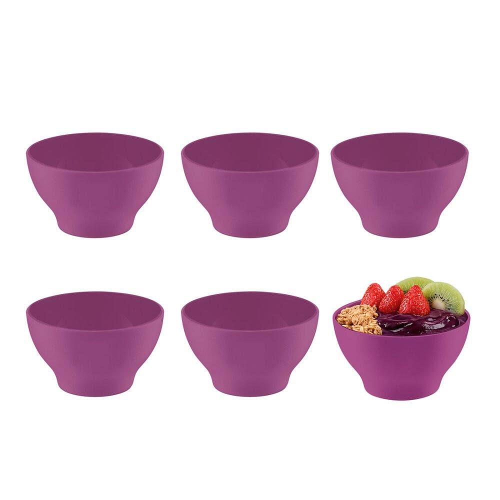 Tigela Bowl Jogo de Sobremesa Cumbuca Açai Roxo Magenta 6un