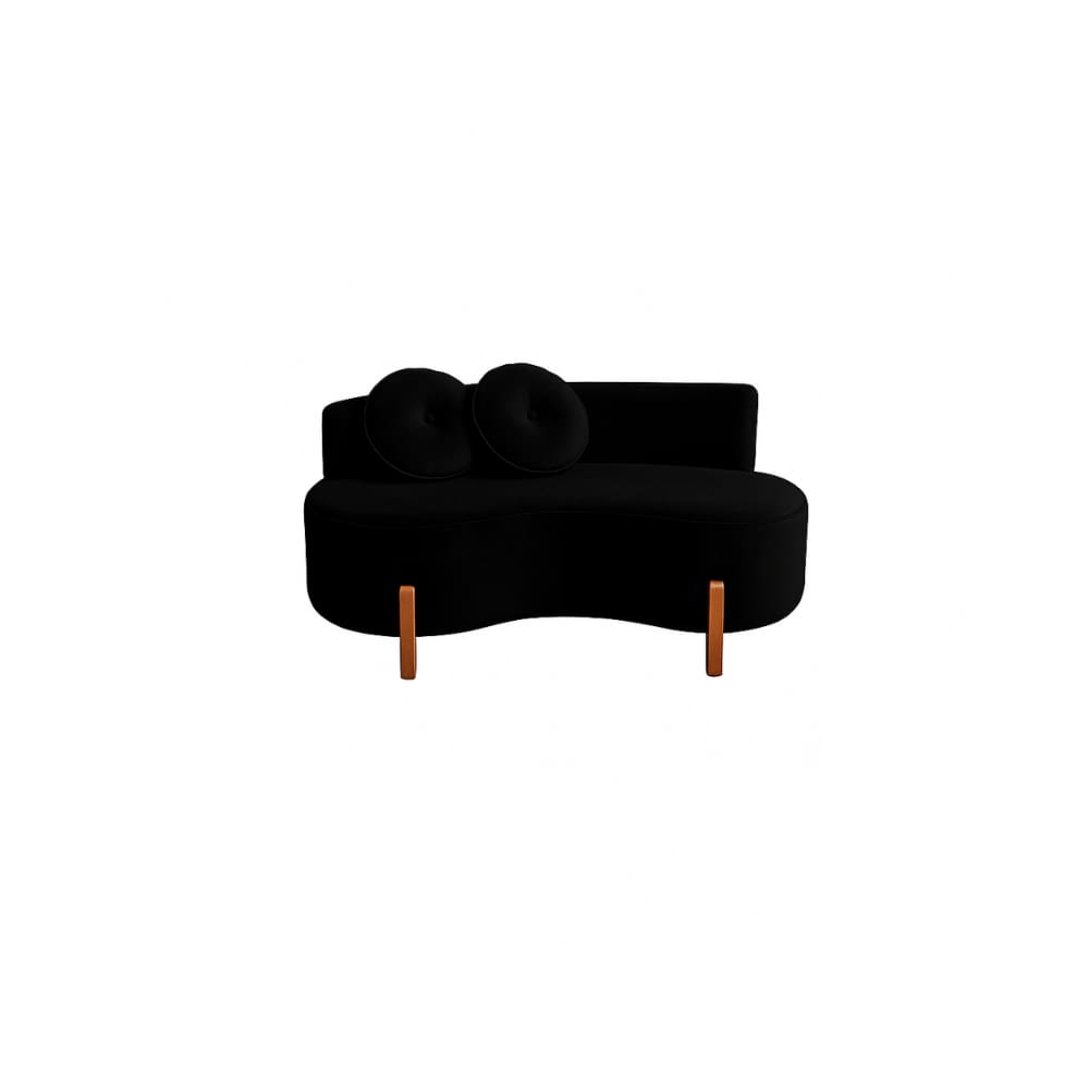 Sofá Decorativo Curvo Orgânico Living Veludo Preto - Montanaris Decor