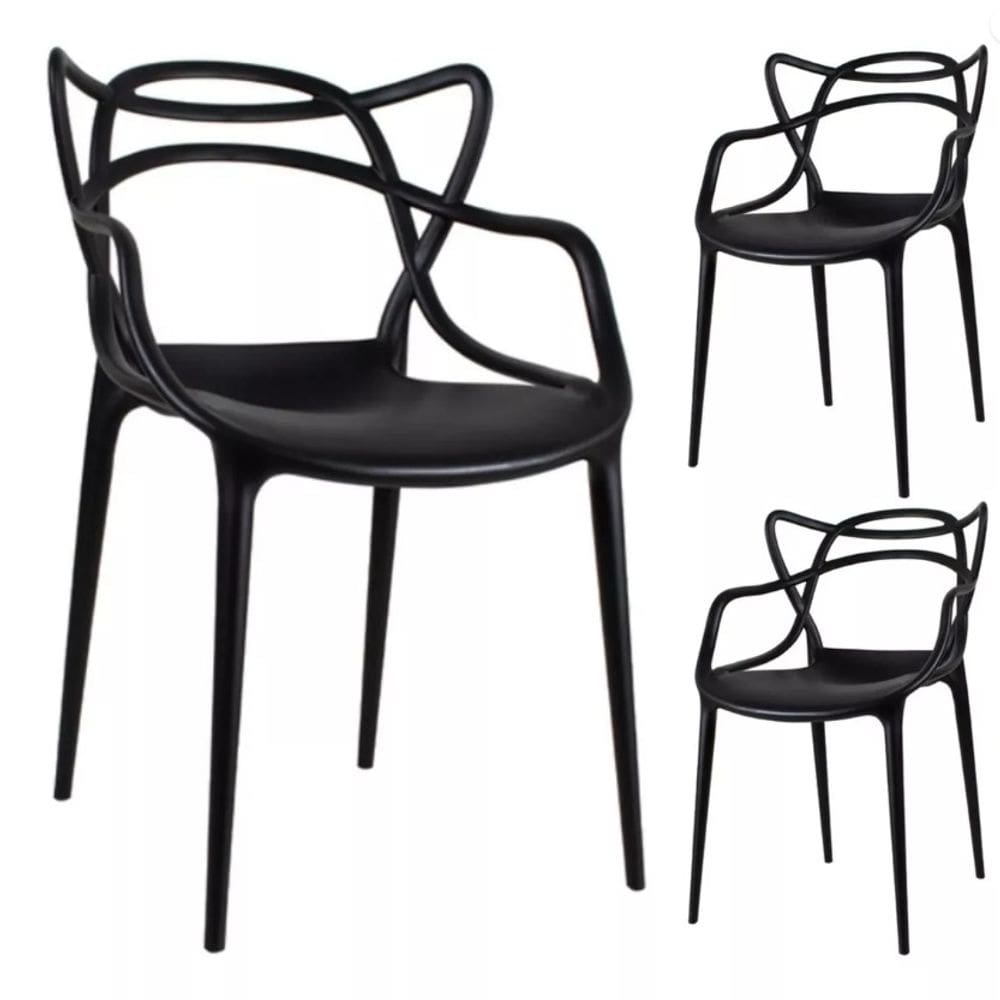 Kit com 3 Cadeiras Allegra Resistente – Design Moderno e Conforto para Sala, Escritório e Área Externa