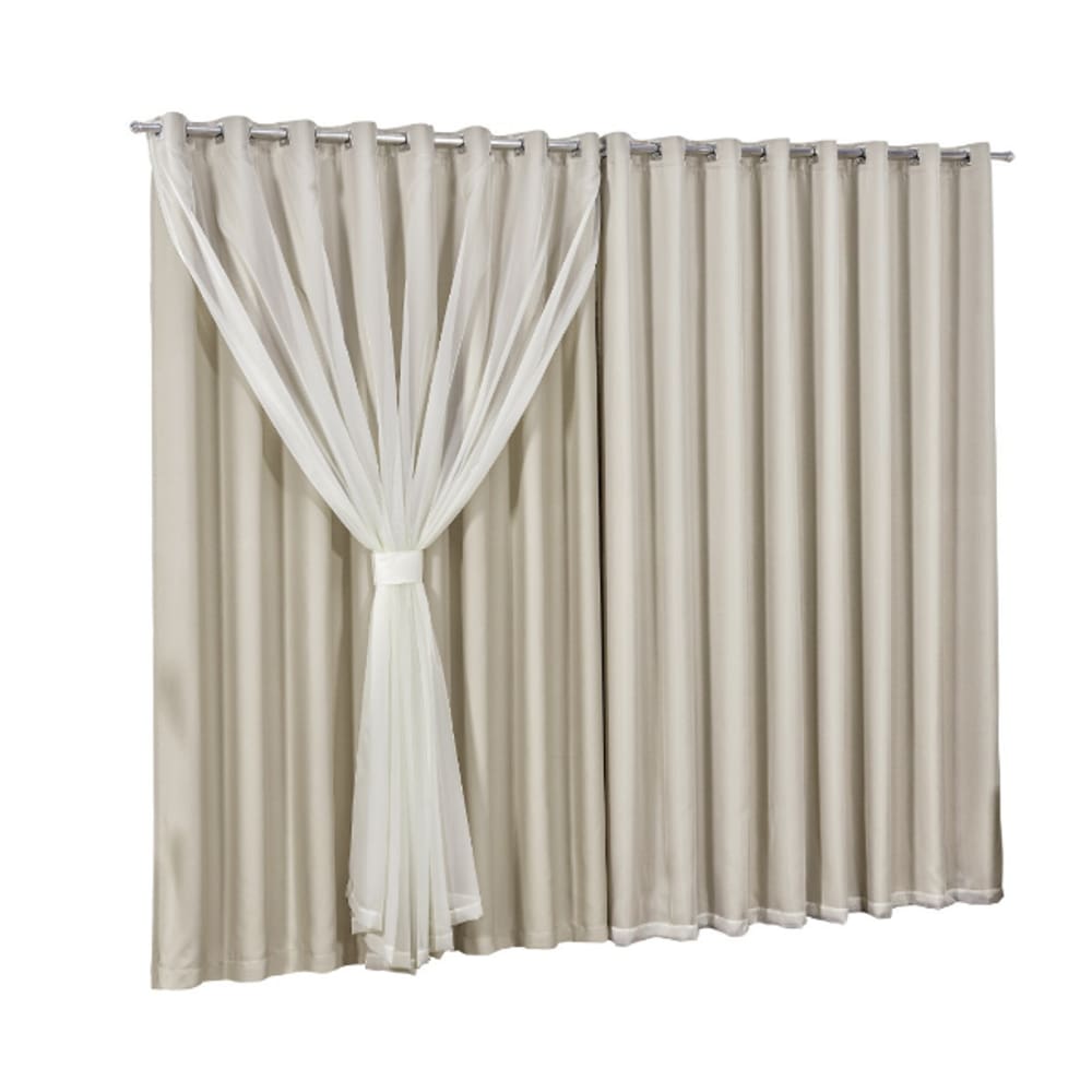 Cortina Blackout Com Voil 2,80x2,30 Para Varão Duplo