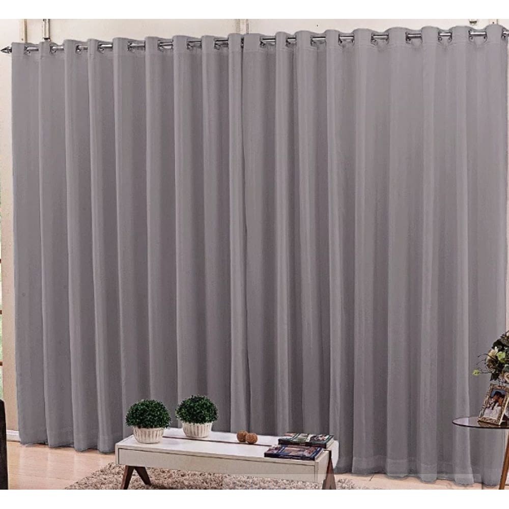 Cortina Blackout Com Voil 4,00x2,50 Para Varão Simples
