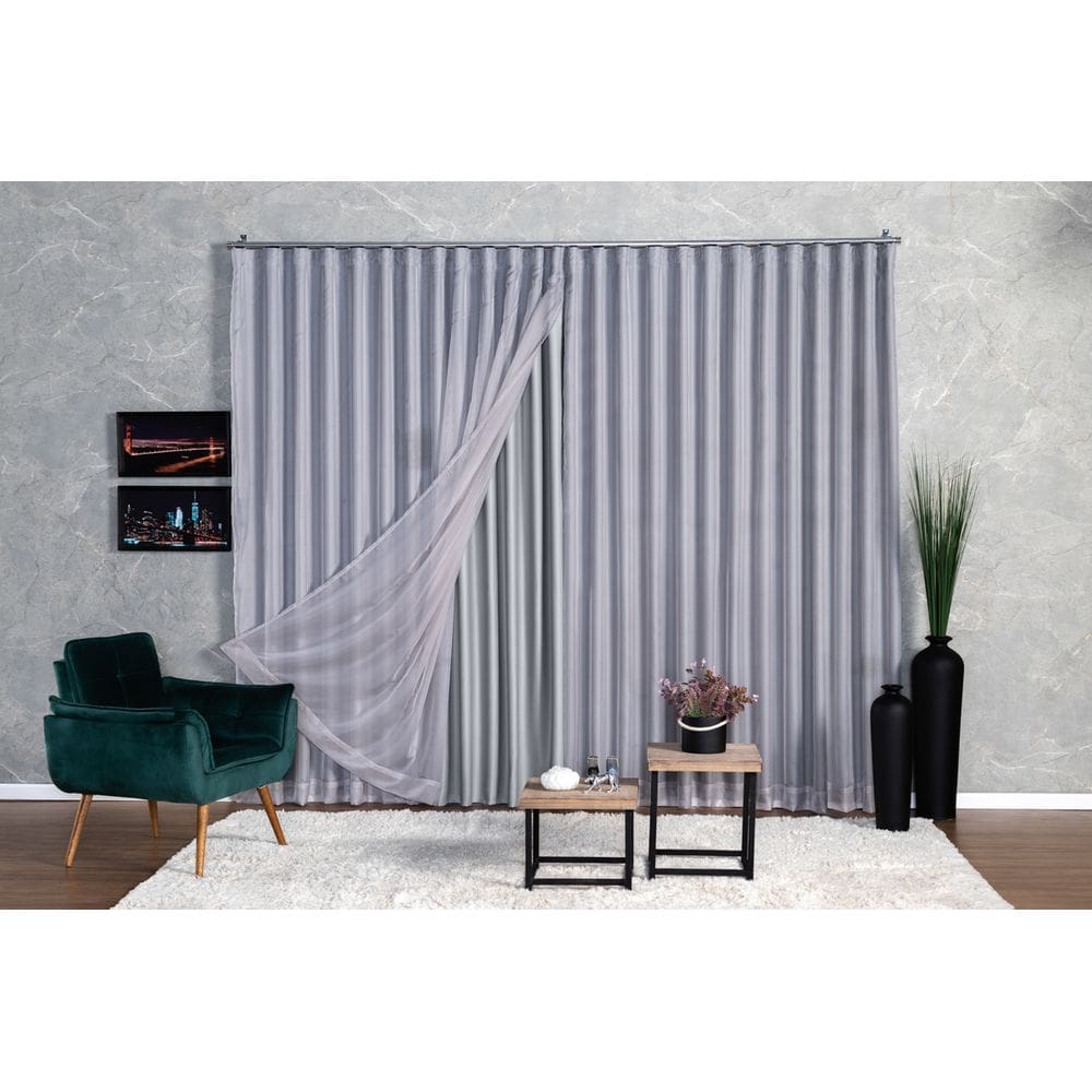 Cortina Blackout Com Voil 2,80x2,50 Para Trilho Duplo