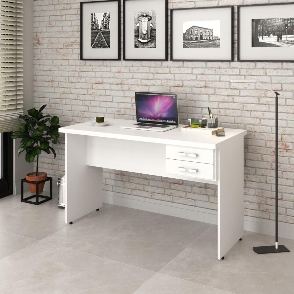 Mesa Escrivaninha De Escritório 1,20m Tampo 30mm C/02gavetas