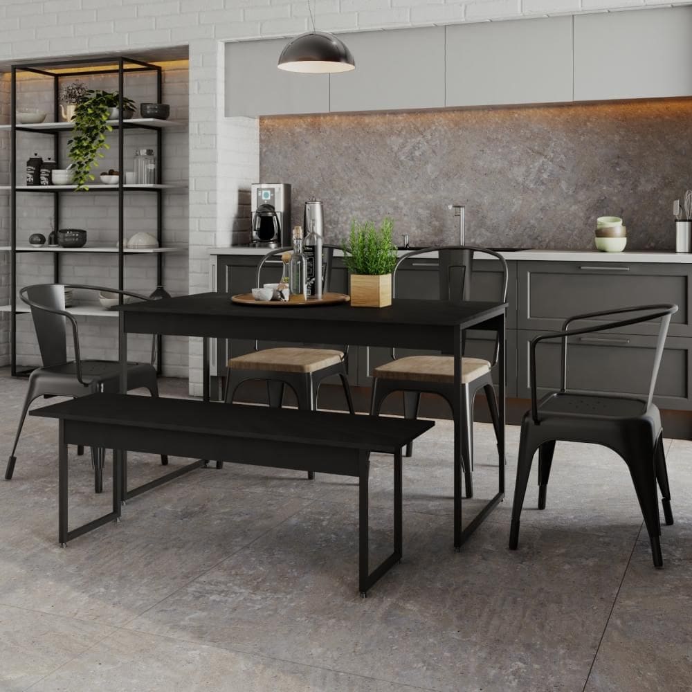Mesa de Jantar com 1 Banco Estilo Industrial TUB