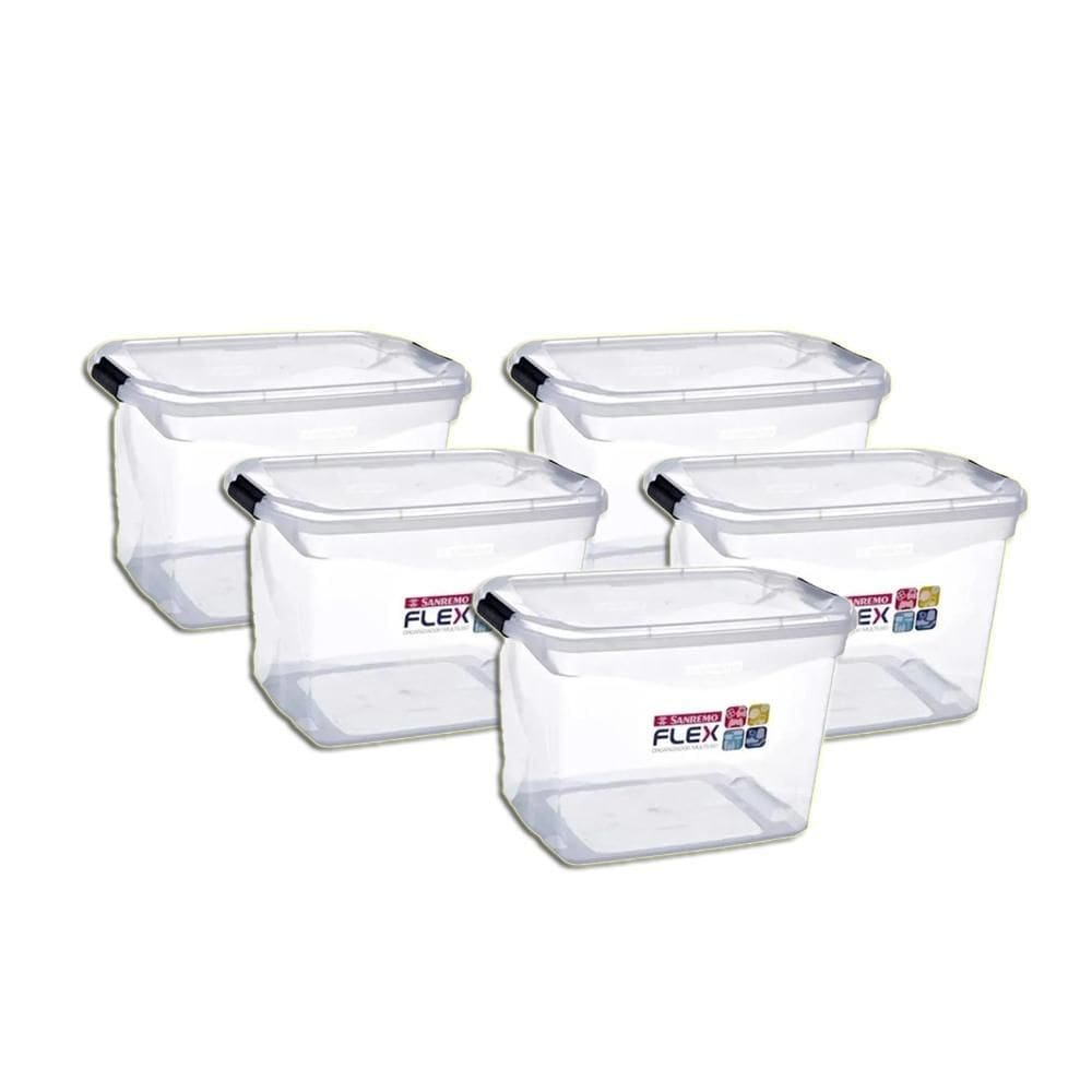 Caixa Organizadora Plástica 29L Sanremo Sr941 Kit 5
