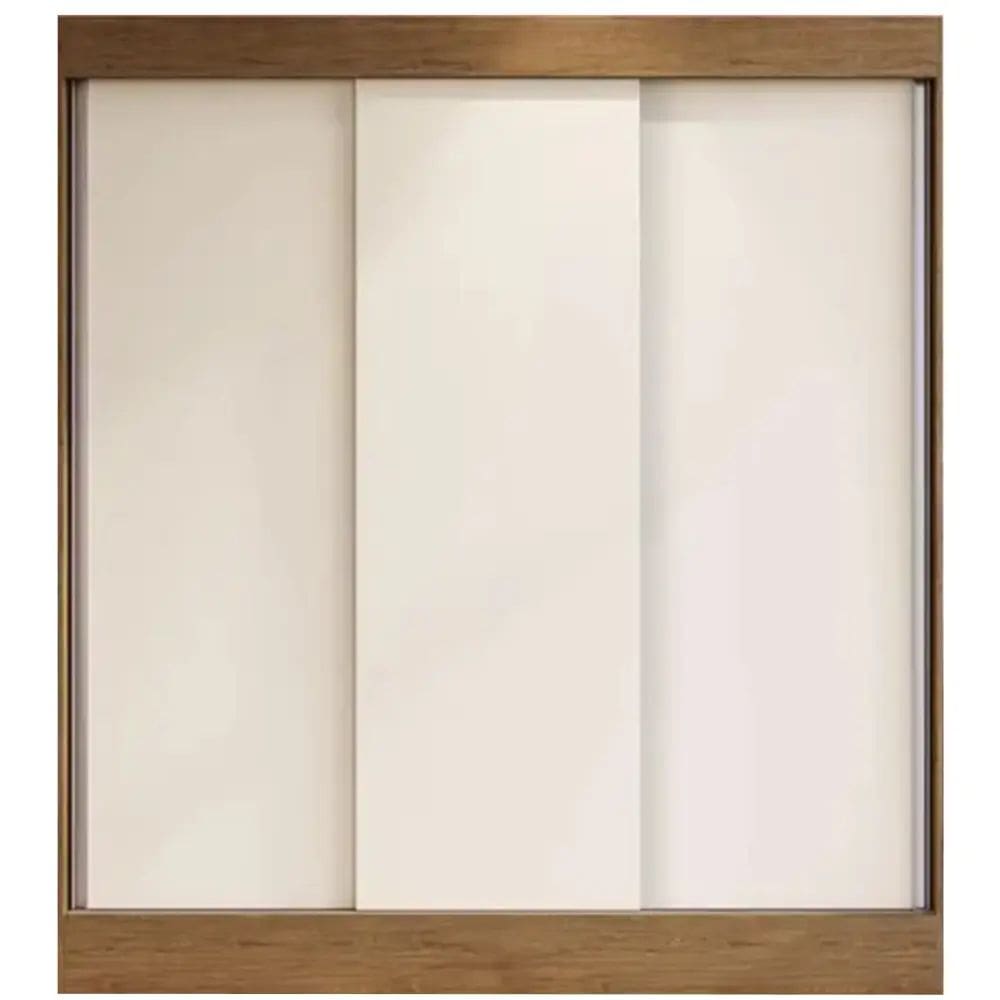 Guarda Roupa Londres Casal 3 Portas 2 Gavetas Doripel Cor Off White Nogueira
