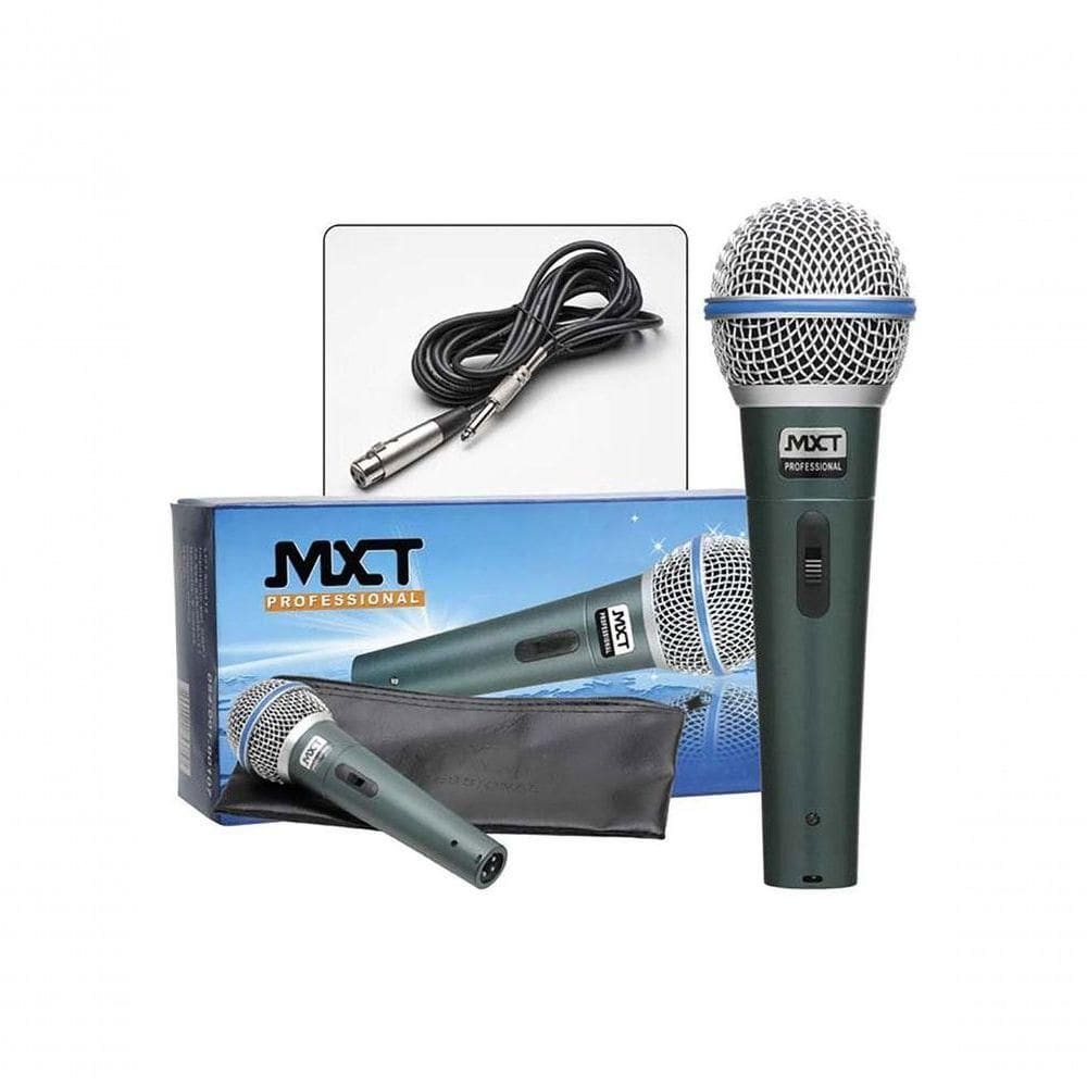 Microfone Mxt Dinamico Pro Bt-58a Metal Com Fio 4.5
