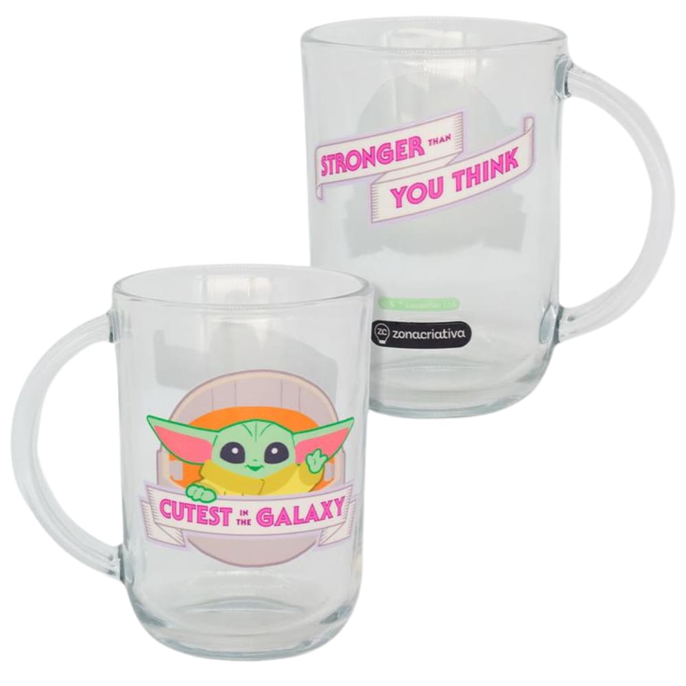 Caneca Baby Yoda Grogu Vidro Transparente 300 ml Oficial Star Wars Mandaloriano