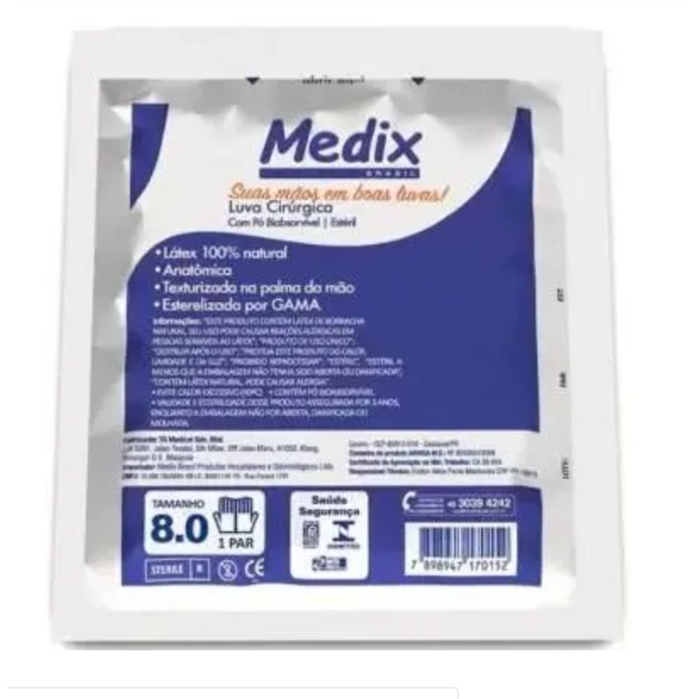 Luva Cirurgica Latex C Po Tam 8.0 Par 5930 -Medix