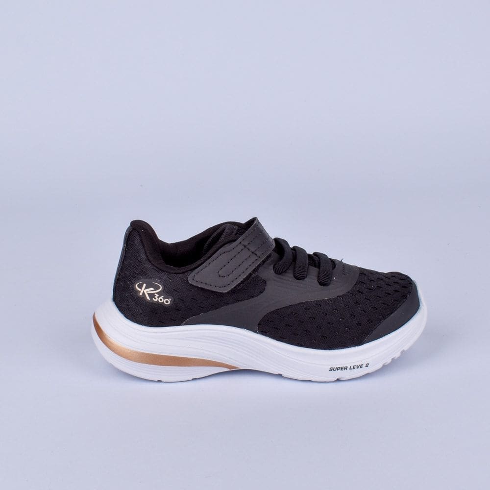 TENIS K-360 SUPER LEVE PRETO/DOURADO Kidy