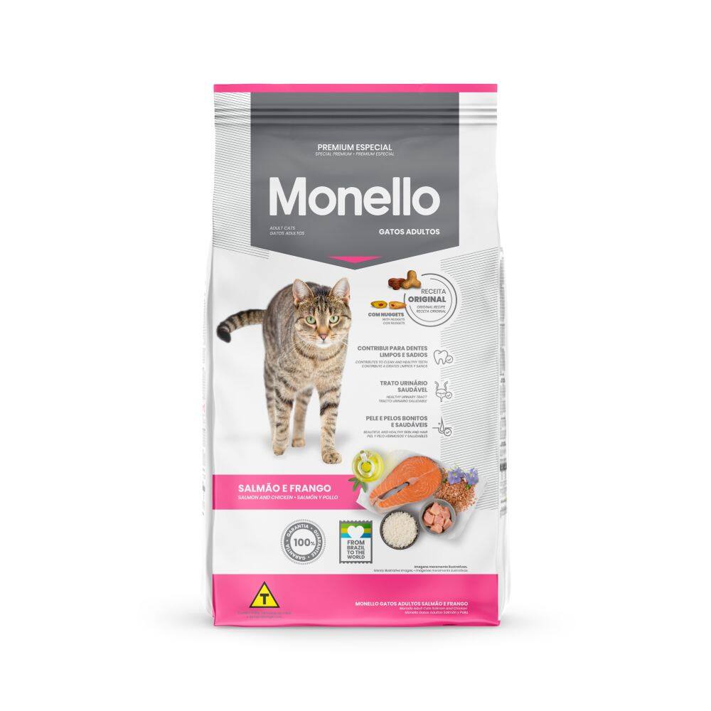 Ração Monello Gatos Adultos Salmão e Frango 7kg