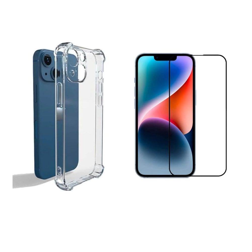 Kit Capinha Silicone Antichoque + Película Vidro 3D Compativel com Ip. 14