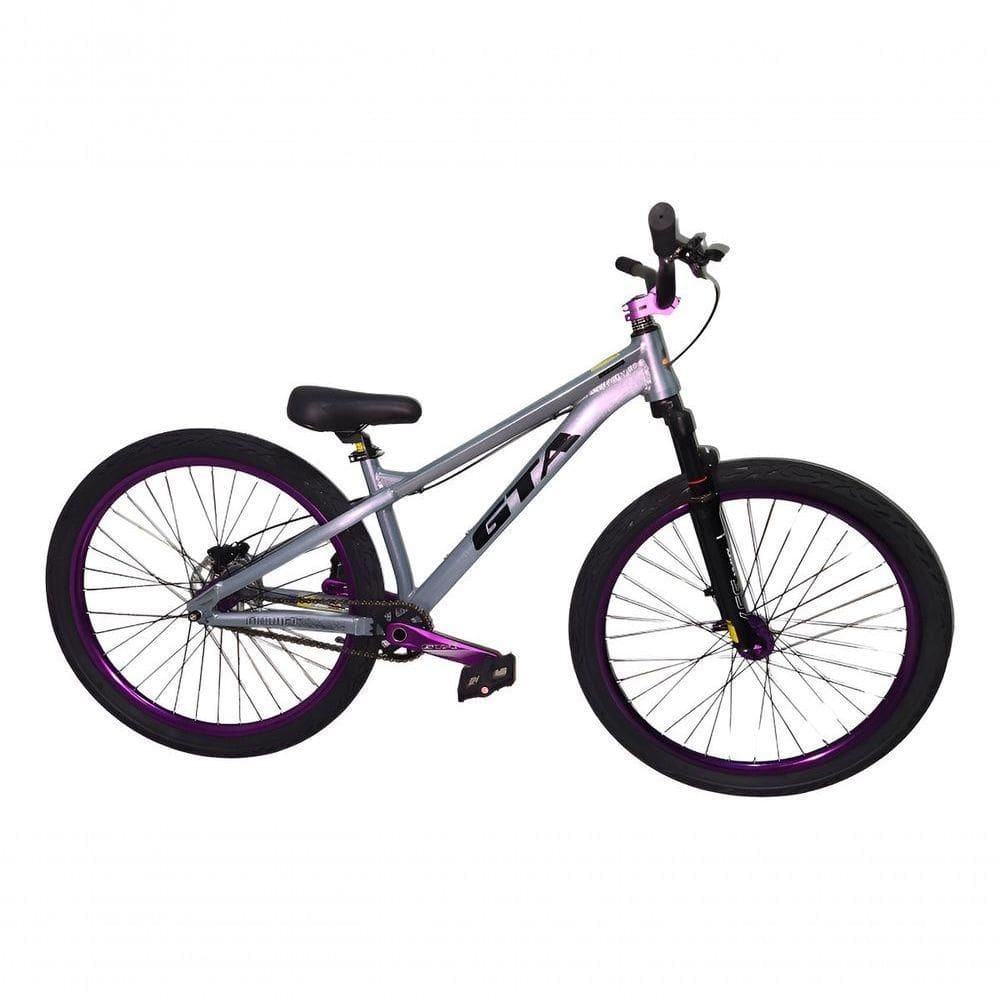Bicicleta 26 Gta Gravity Cor Cinza Freeride Single Cubo K7 Barulhento Freio Hidráulico Garfo C/trava Pneu Flame Preto
