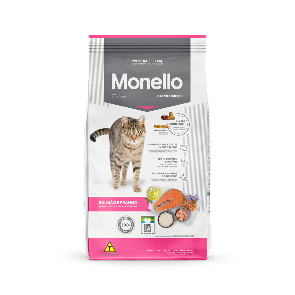 Ração Monello Gatos Adultos Salmão e Frango 10,1kg