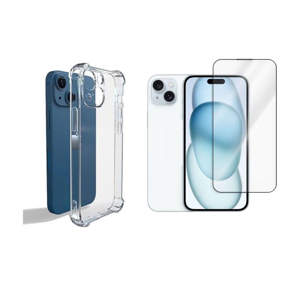 it Capinha Silicone Antichoque + Película Vidro 3D Compativel com Ip. 15 Plus