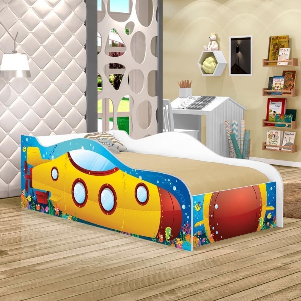 Cama Amarelo Kids Infantil Com Colchão
