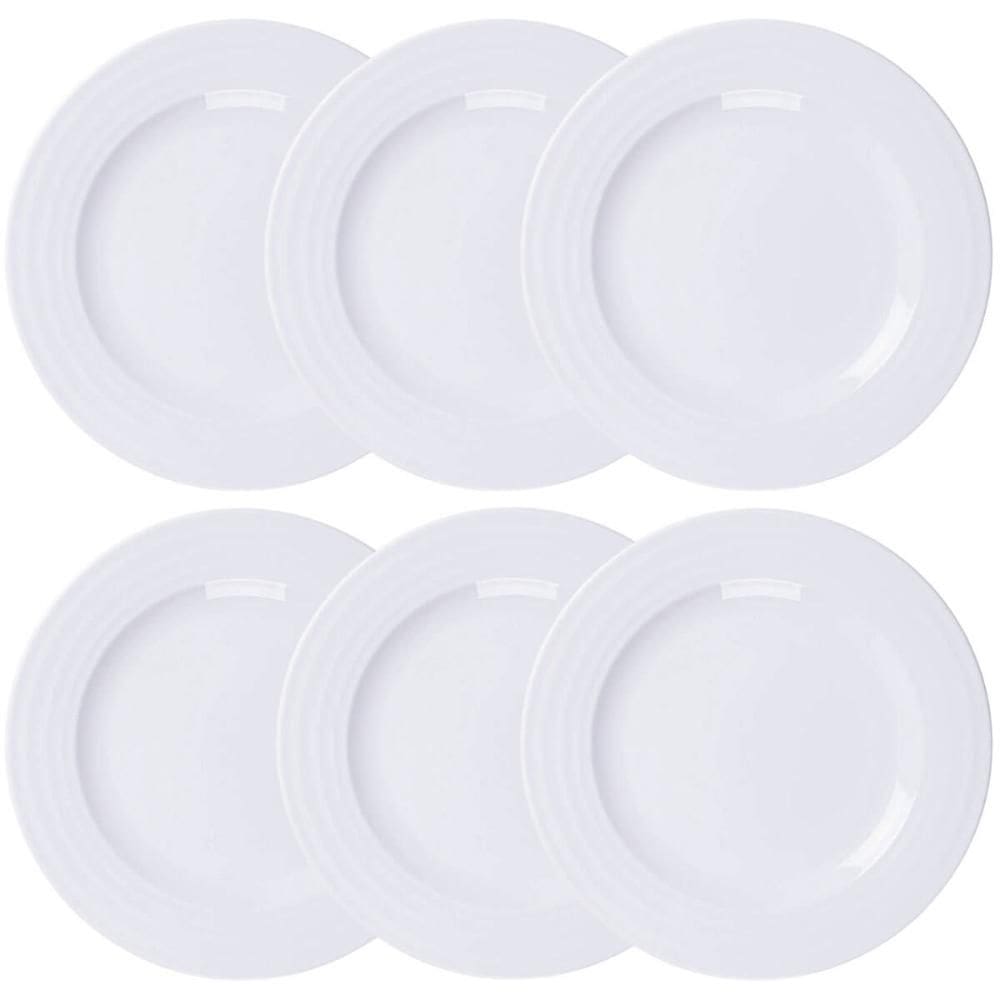 Conjunto 6 Pratos Rasos Porcelana 27cm Tramontina Branco Vibrare Aba Larga Mesa de Jantar
