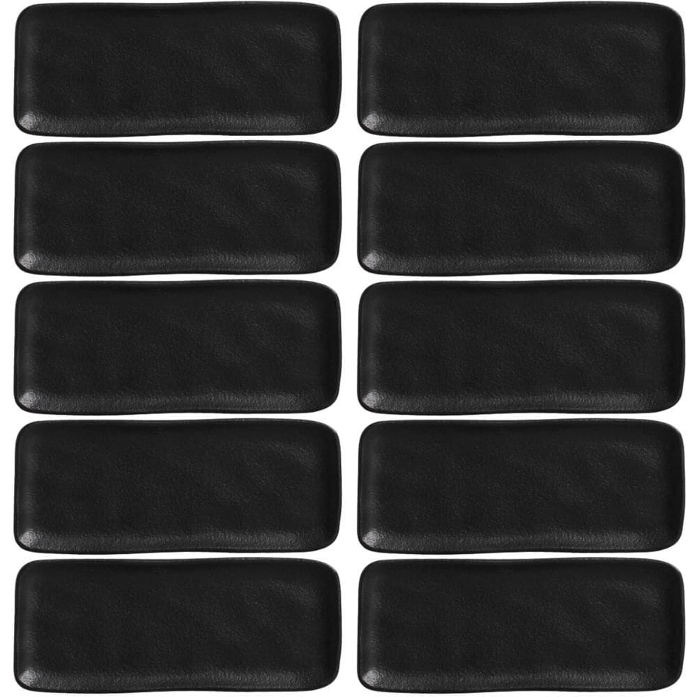 Kit 10 Travessas Sushi 22x9cm Orgânico Preto Cerâmica Porto Brasil Restaurante Buffet
