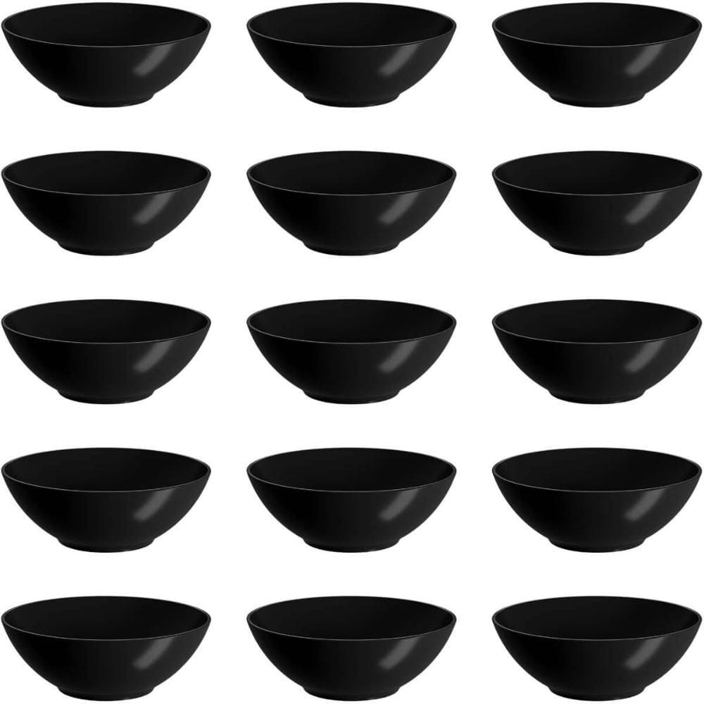 Kit 15 Bowls 500ml Cumbuca Plástica Preta Cozy Coza Prato para Cereal Petiscos Restaurante Buffet