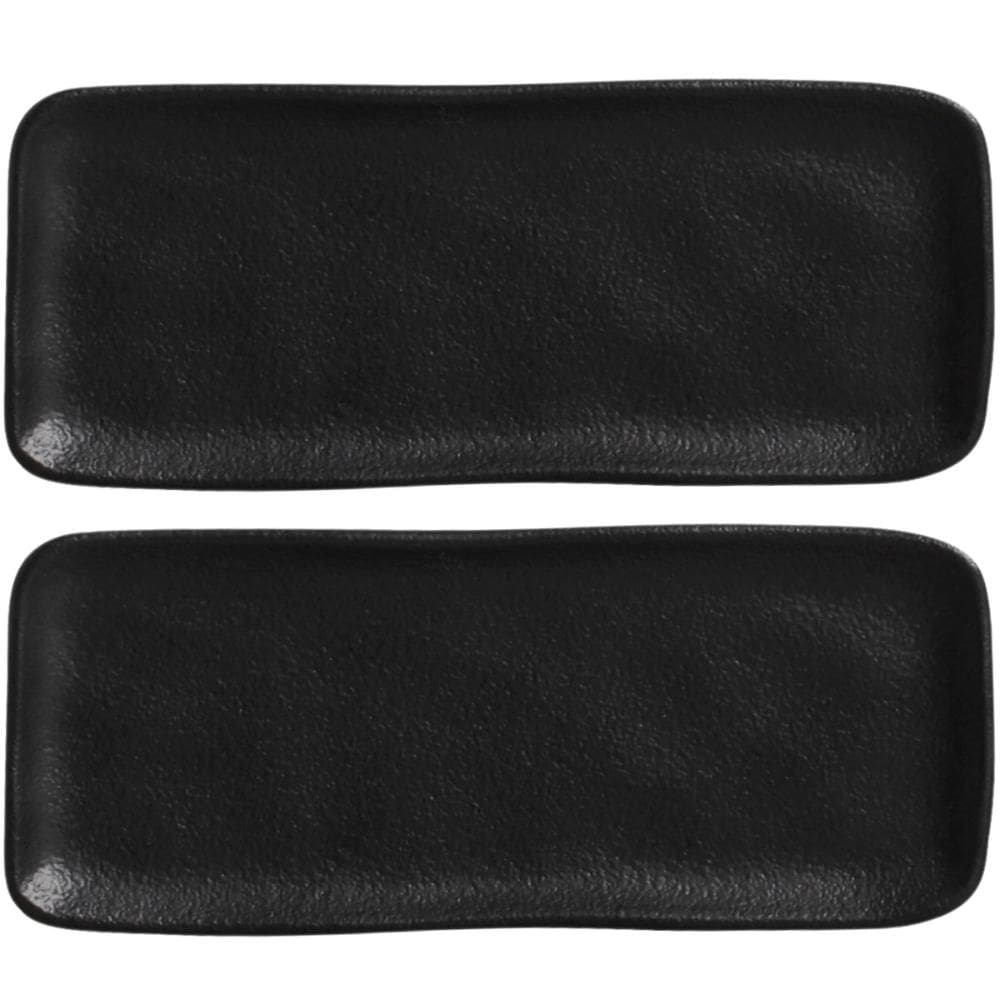 Kit 2 Travessas Cerâmica 22x9cm Orgânico Preto Matte Porto Brasil Sushi Bar
