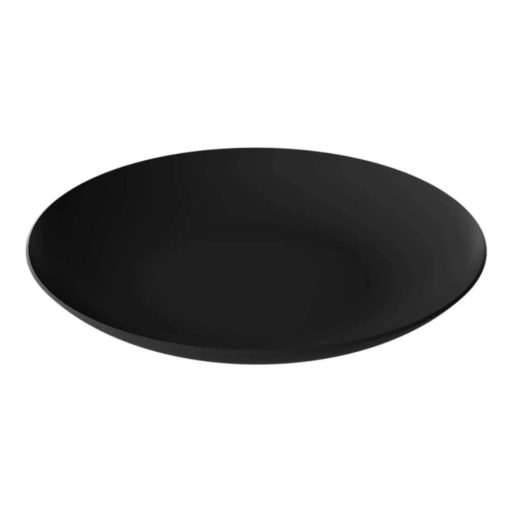 Kit 24 Pratos Plásticos 25cm Rasos Redondos Pretos Refeição Resistentes Petisqueiras Sobremesa Coza