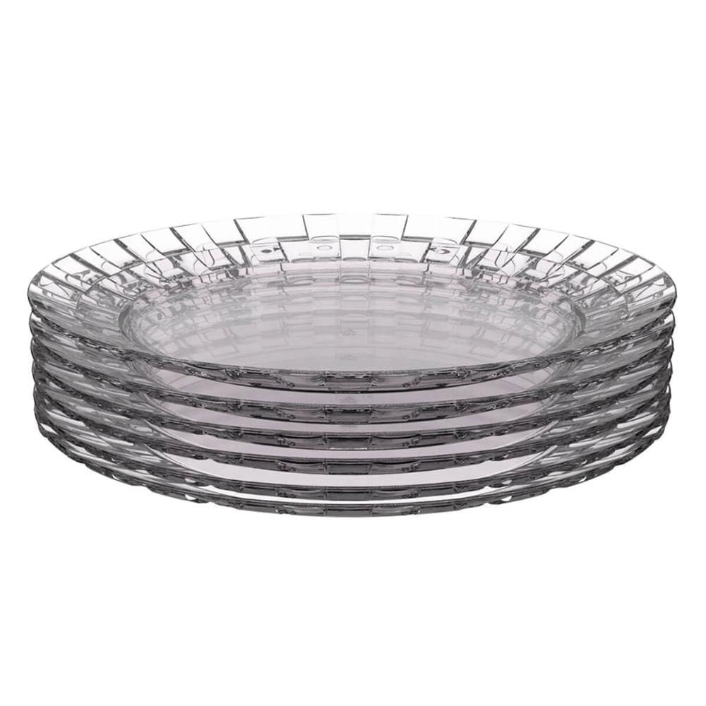 Jogo 6 Pratos Grandes 26cm Transparente Crippa Servir Mesa Posta Porções Aperitivos