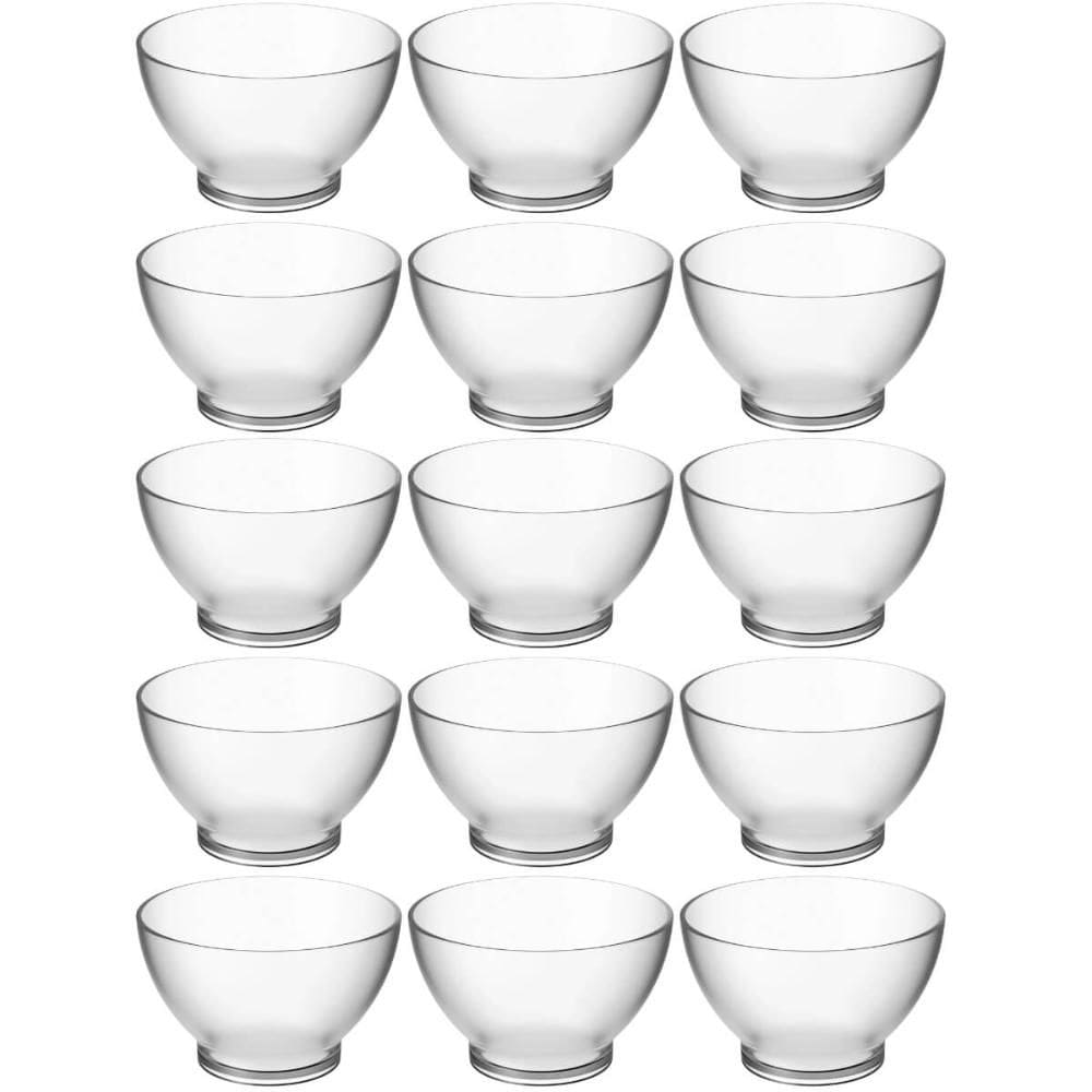 Kit 15 Tigelas Cumbucas 500ml Bowls Servir Transparente Coza 12x7cm Potinhos Redondos