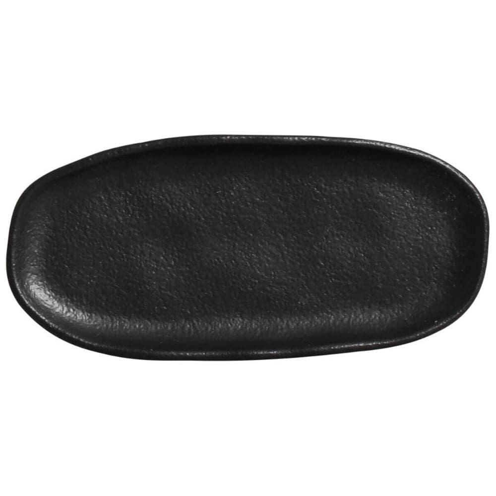 Travessa Rasa Oval 16,5x8cm Orgânico Preto Matte Comida Japonesa Cerâmica Porto Brasil