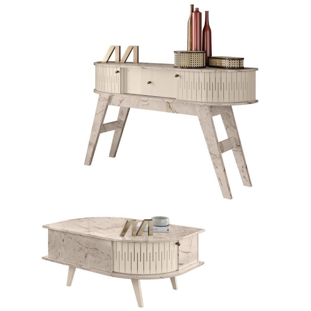 Aparador E Mesa De Centro Montreal Calacata Off White