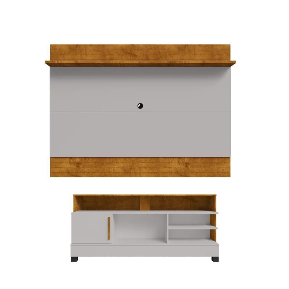 Conjunto Painel E Rack Rivia Naturalle Off White