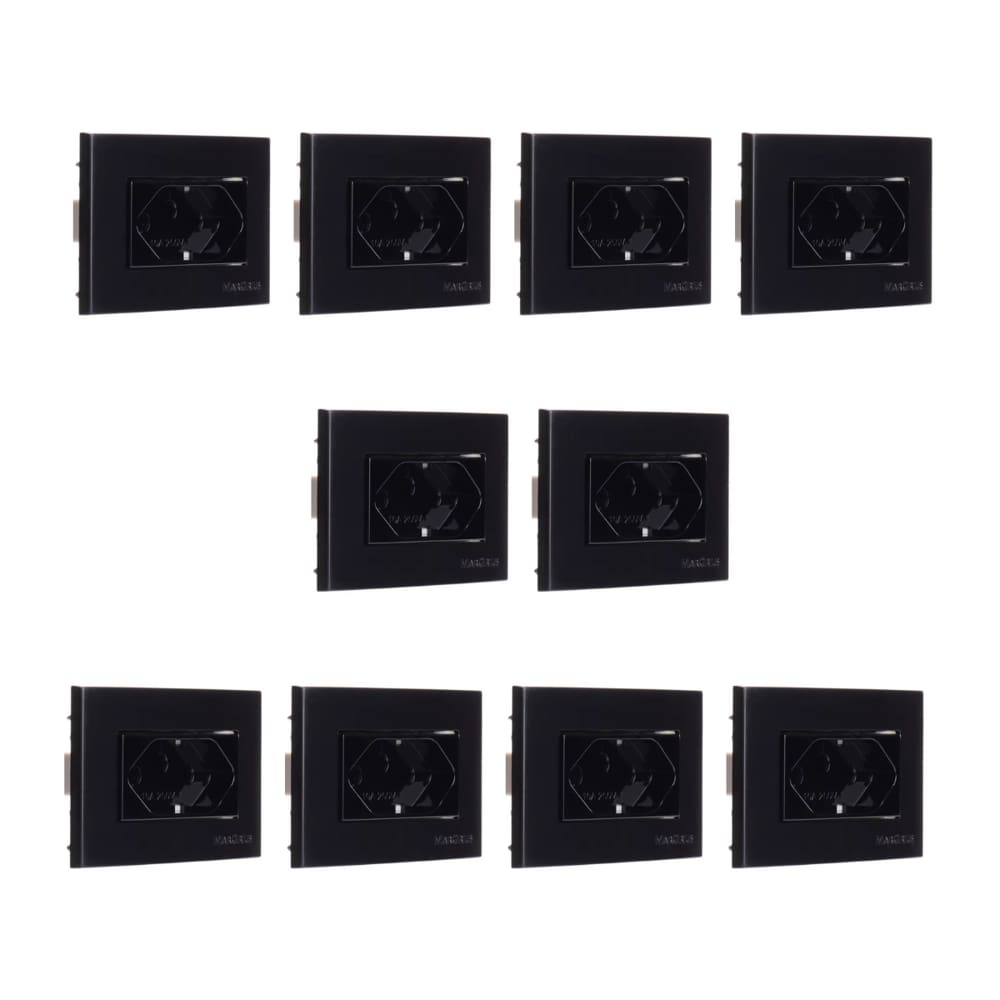 10 Pç Tomada P/moveis Margirius 2p T Preta 20a 250v Nbr14136
