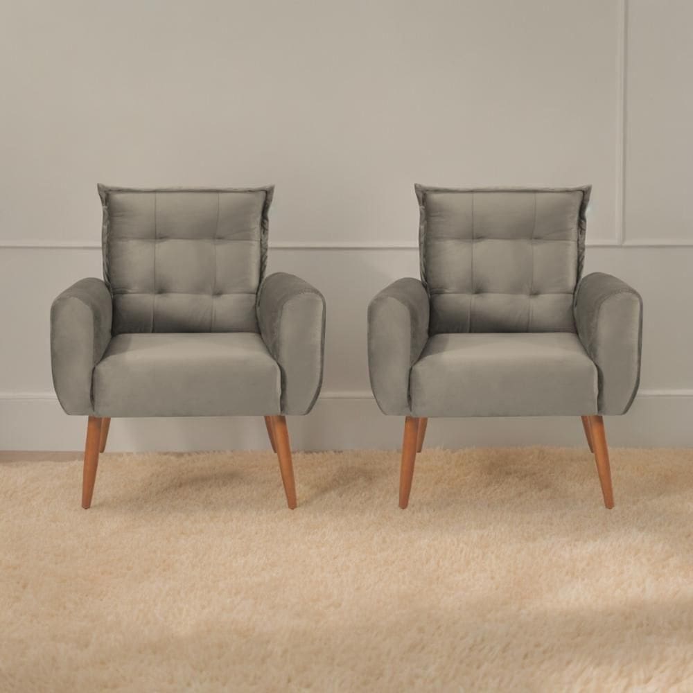 Jogo De Poltronas Decorativas Park Veludo Cappuccino