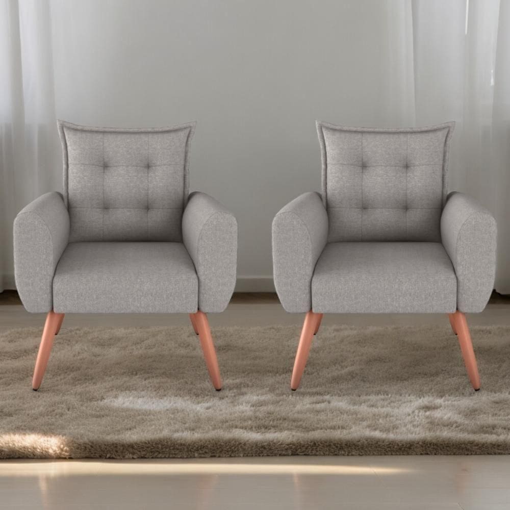 Jogo De Poltronas Decorativas Park Linho Chumbo