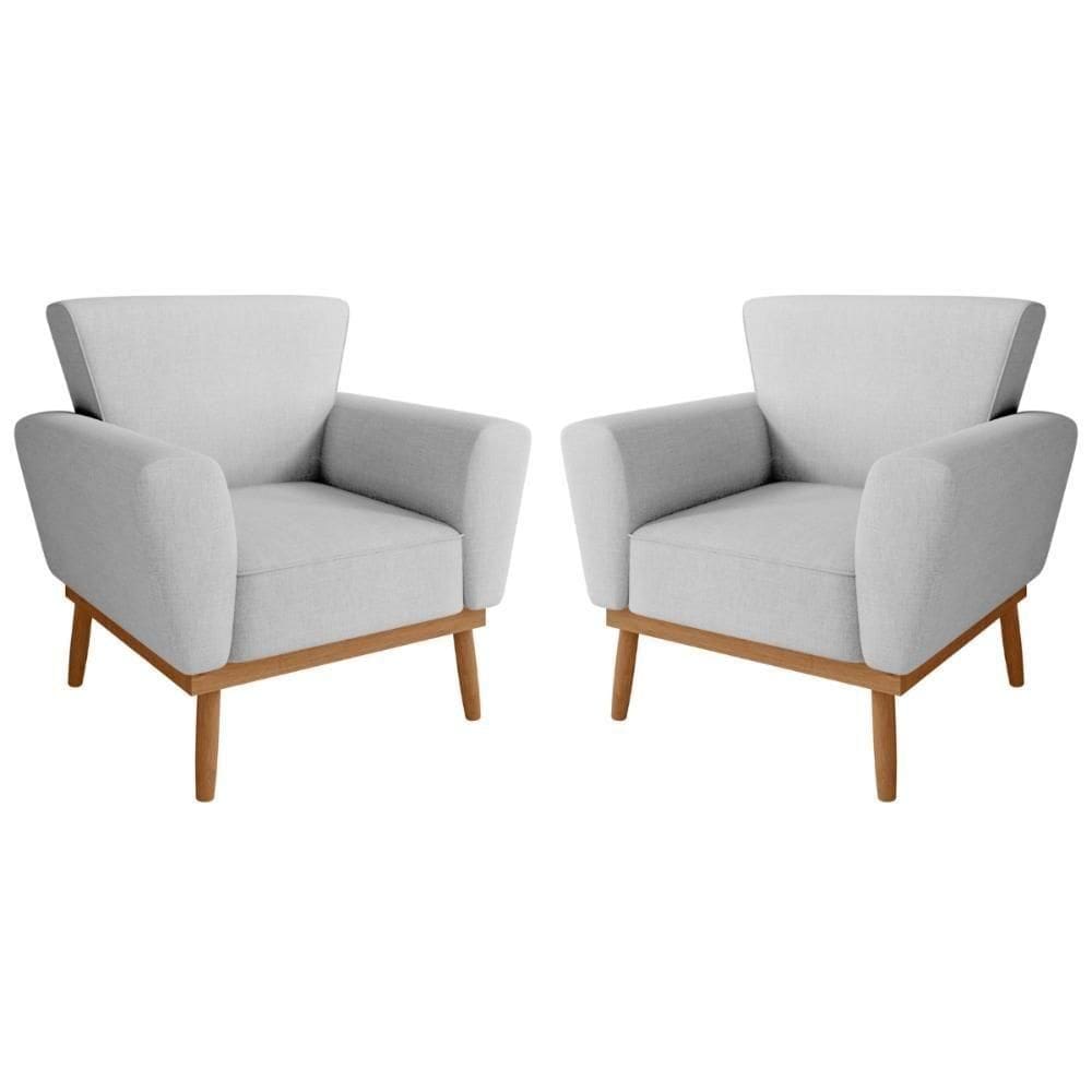 Conjunto Poltrona Para Sala De Recepção Viana Linha Cinza