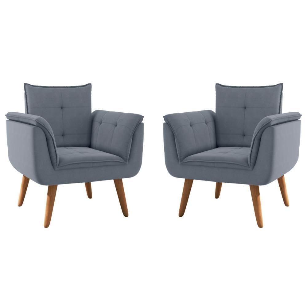 Conjunto Poltrona Para Sala De Recepção Silveiras Inca Chumbo