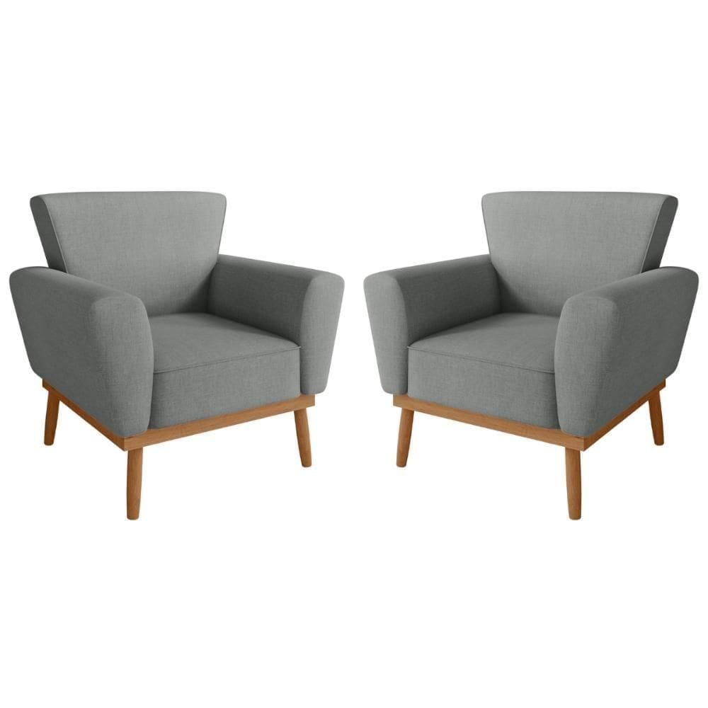 Conjunto Poltrona Para Sala De Recepção Viana Linha Grafite