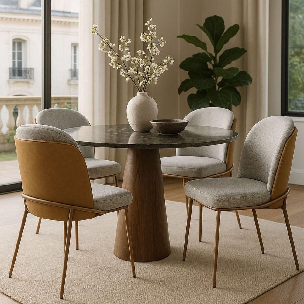 Kit 4 Cadeiras Estofada Sala De Jantar Aço Carbono Pintura Epóxi – Maya Exclusiva Linho Lincoln Cinza