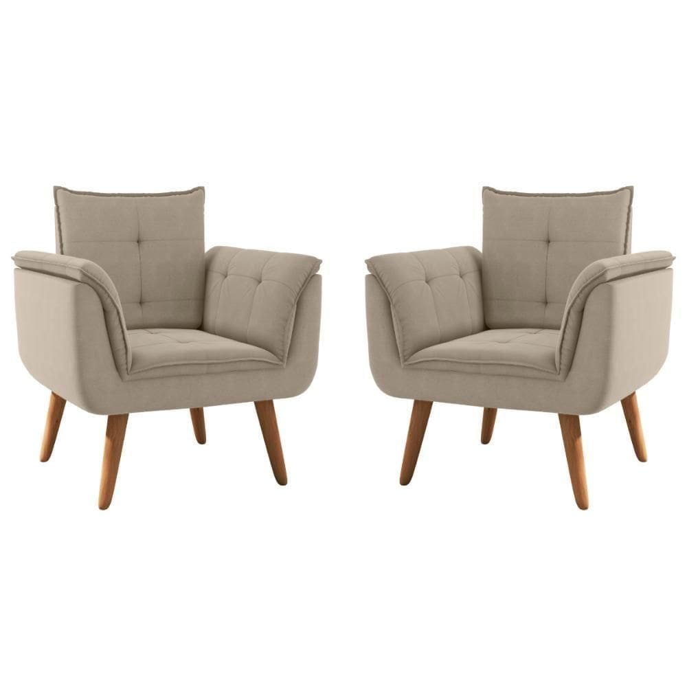 Conjunto Poltrona Para Sala De Recepção Silveiras Inca Castor