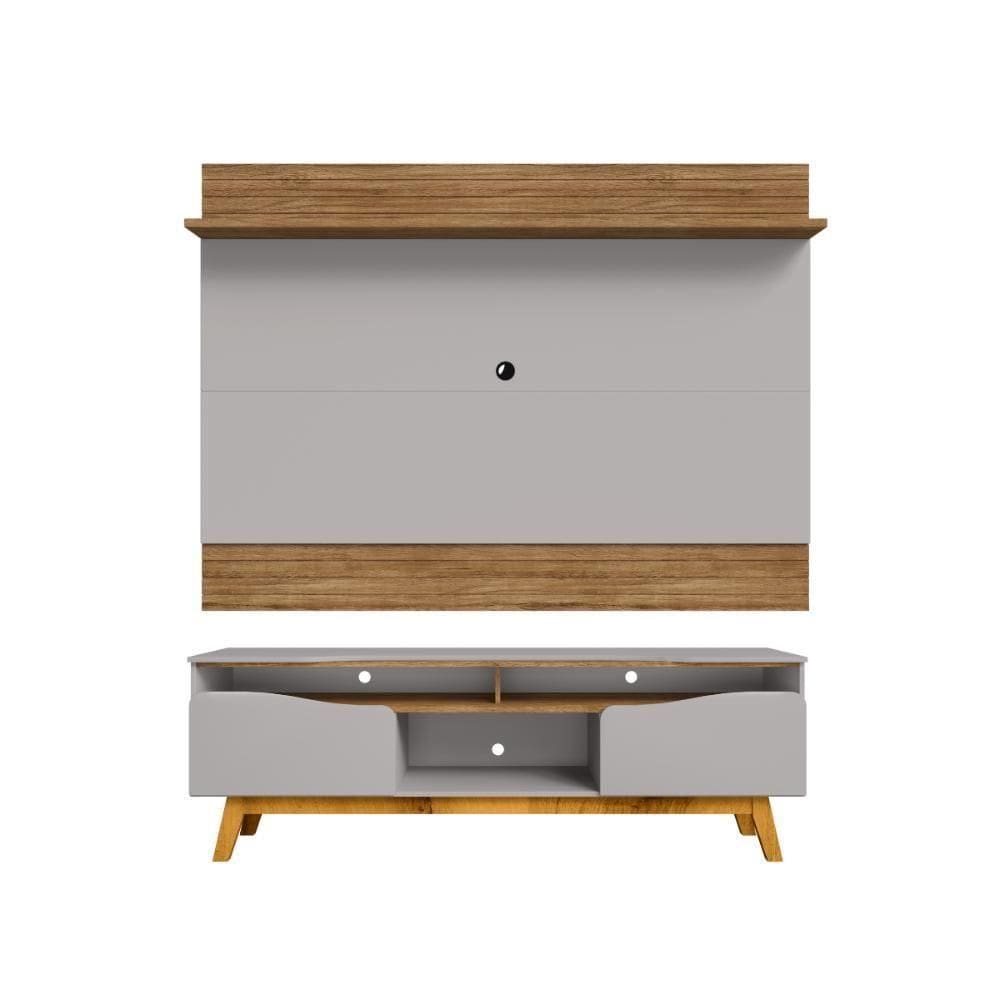 Conjunto Painel E Rack Ymir Naturalle Off White