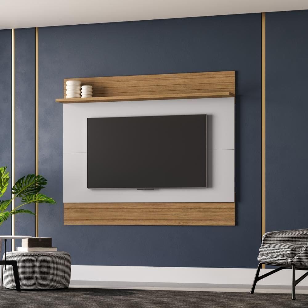 Conjunto Painel E Rack Dublin Naturalle Off White
