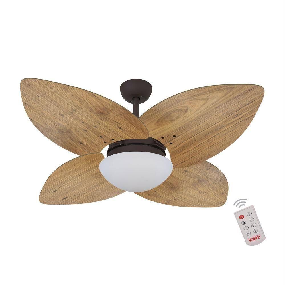 Ventilador De Teto Dormamu Marrom Texturizado 4 Pás Rádica Freijó 220V Com Controle