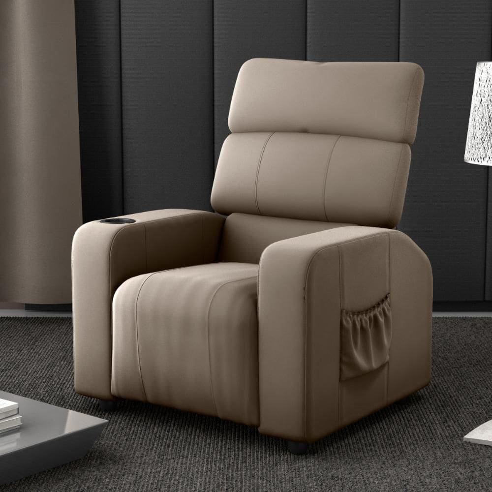 Poltrona Reclinável Para Sala Roma Veludo Cappuccino