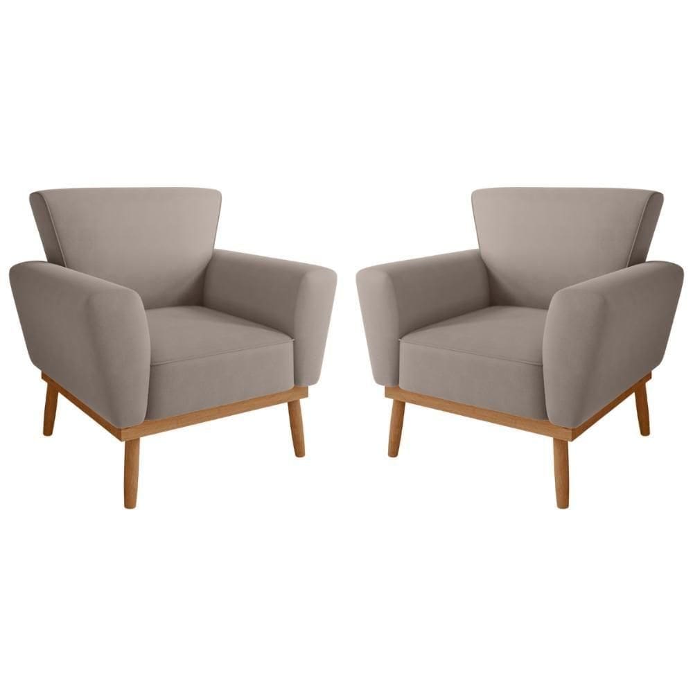 Conjunto Poltrona Para Sala De Recepção Viana Inca Sépia