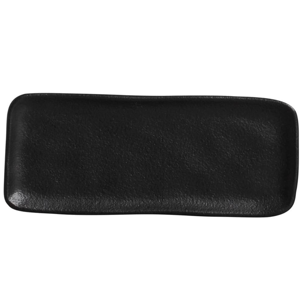 Travessa 22x9cm Orgânico Preto Fosco Cerâmica Comida Japonesa Aperitivos Porto Brasil